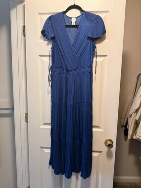 Joie Royal Blue Wrap-Style Tiered Maxi Dress